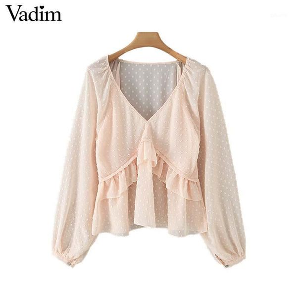 vadim women dots design ruffled blouse v neck long lantern sleeve shirt female casual elegant chic solid blusas lb3781, White
vadim women dots design ruffled blouse v neck long lantern sleeve shirt female casual elegant chic solid blusas lb3781, White
