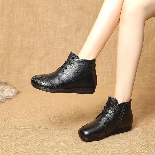 winter warm mother cotton shoes women plush real leather shoes middle aged and old age antiskid soft soled short boots, Black
winter warm mother cotton shoes women plush real leather shoes middle aged and old age antiskid soft soled short boots, Black