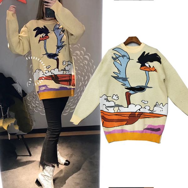 milan runway sweater 2019 new yellow crew neck long sleeve women's sweaters high end firebird jacquard pullover women designer sweater, White;black
milan runway sweater 2019 new yellow crew neck long sleeve women's sweaters high end firebird jacquard pullover women designer sweater, White;black