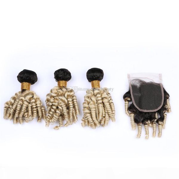 #1b 613 blonde ombre aunty funmi brazilian hair 3pcs bundles with closure 4pcs lot blonde ombre bouncy curly hair weaves, Black
#1b 613 blonde ombre aunty funmi brazilian hair 3pcs bundles with closure 4pcs lot blonde ombre bouncy curly hair weaves, Black