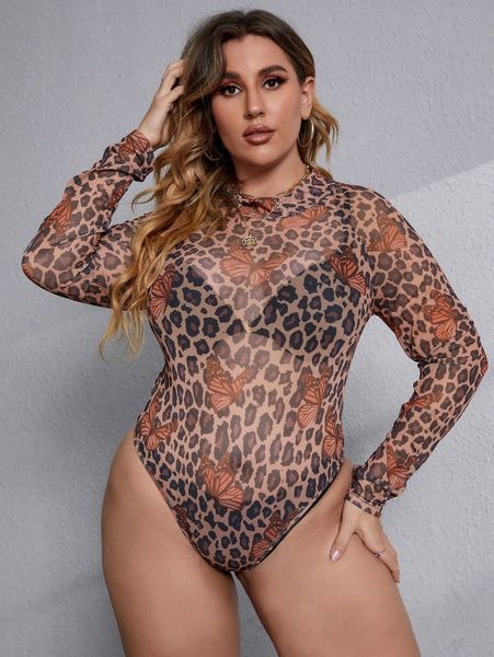 plus leopard & butterfly print mock neck mesh bodysuit u6hp#, Black
plus leopard & butterfly print mock neck mesh bodysuit u6hp#, Black