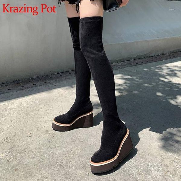 boots krazing pot flock round toe wedge waterproof preppy style stovepipe thick bottom extreme high heels over-the-knee l7f11, Black
boots krazing pot flock round toe wedge waterproof preppy style stovepipe thick bottom extreme high heels over-the-knee l7f11, Black