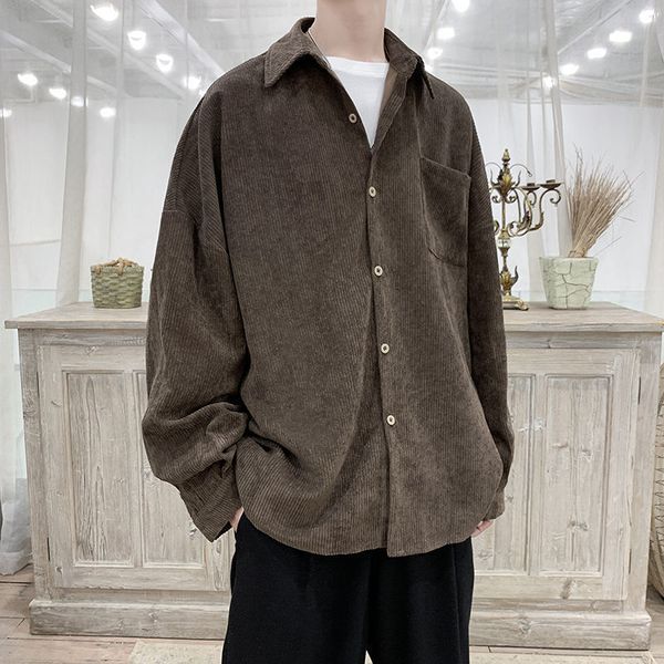 2021 new corduroy long sleeve men's loose solid color casual shirt woman fashion korean streetwear clothing 3hlh, Black
2021 new corduroy long sleeve men's loose solid color casual shirt woman fashion korean streetwear clothing 3hlh, Black
