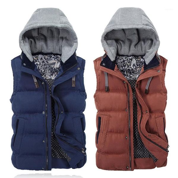 men winter sleeveless padded vest jacket coat detachable hat waistcoat outwear hooded thickened men's down cotton vest jacket me1, Black;white
men winter sleeveless padded vest jacket coat detachable hat waistcoat outwear hooded thickened men's down cotton vest jacket me1, Black;white