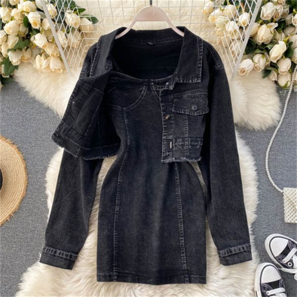 2021 new fried street fashion suit 2021 spring new female short denim jacket all-match slim sling dress two piece set e2oi, Gray
2021 new fried street fashion suit 2021 spring new female short denim jacket all-match slim sling dress two piece set e2oi, Gray