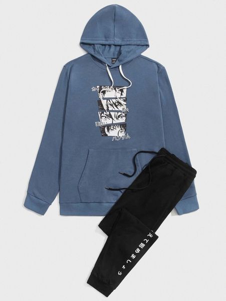 men letter and figure graphic hoodie & sweatpants b0la#, Gray
men letter and figure graphic hoodie & sweatpants b0la#, Gray
