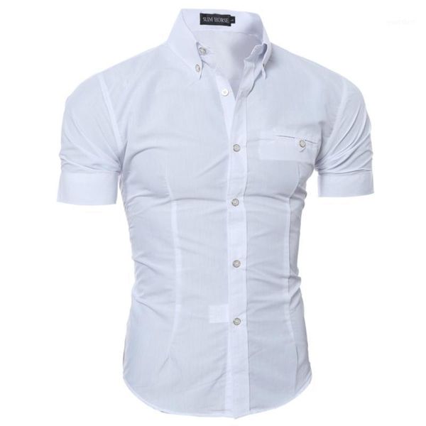summer social chemise men's short sleeve shirt 2020 new mens homme solid color business slim fit shirts1, White;black 
summer social chemise men's short sleeve shirt 2020 new mens homme solid color business slim fit shirts1, White;black