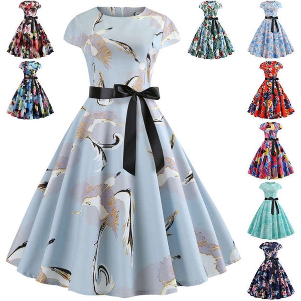 neck c062 summer hepburn women's sleeve round wrap printed dress with black ribbon, Black;gray
neck c062 summer hepburn women's sleeve round wrap printed dress with black ribbon, Black;gray