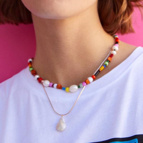 lady bohemian handmade simulated pearls choker necklace for women layer multi color ethnic wedding shell statement necklace, Silver
lady bohemian handmade simulated pearls choker necklace for women layer multi color ethnic wedding shell statement necklace, Silver
