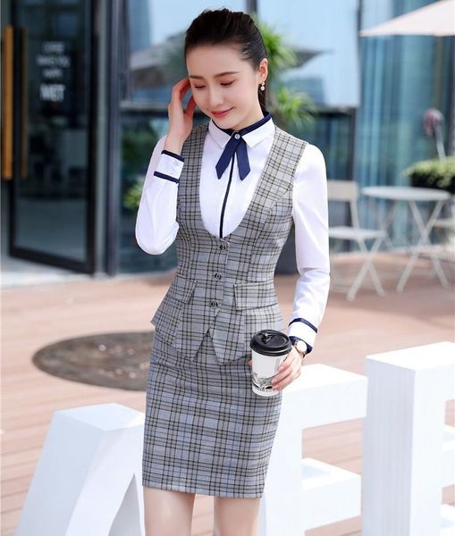 fashion women business suits with skirt and sets vest & waistcoat grey plaid office ladies work uniforms styles1, White;black
fashion women business suits with skirt and sets vest & waistcoat grey plaid office ladies work uniforms styles1, White;black