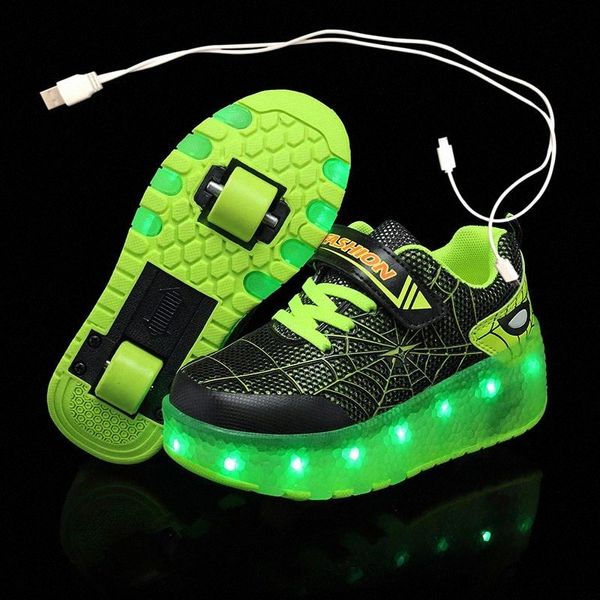 two green led usb charging roller shoes glowing light up luminous sneakers with wheels kids rollers skate shoes for boy girls #uj02
two green led usb charging roller shoes glowing light up luminous sneakers with wheels kids rollers skate shoes for boy girls #uj02