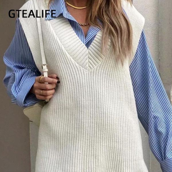 women's vests gtealife fashion knitted sweater women autumn winter clothing korean oversized v-neck pullovers sleeveless jumpers ladies, Black;white
women's vests gtealife fashion knitted sweater women autumn winter clothing korean oversized v-neck pullovers sleeveless jumpers ladies, Black;white