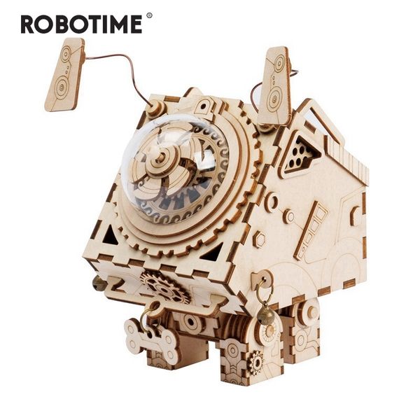 Robotime 3d Puzzle Diy Movement Wooden Dogs Model Toys For Children Girl Boys Brain Training Music Box Seymour Am480 Y200413