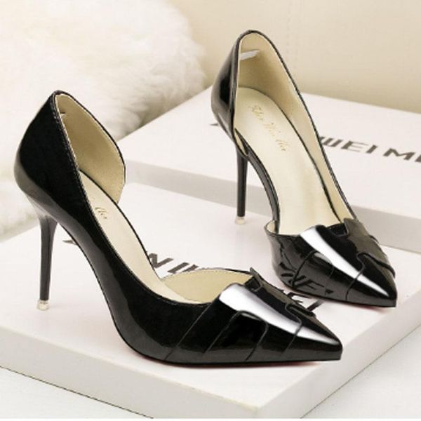 high heeled shoes wedding shoes bridesmaid's banquet women's patent leather shallow mouth high heels women's sandals, Black
high heeled shoes wedding shoes bridesmaid's banquet women's patent leather shallow mouth high heels women's sandals, Black