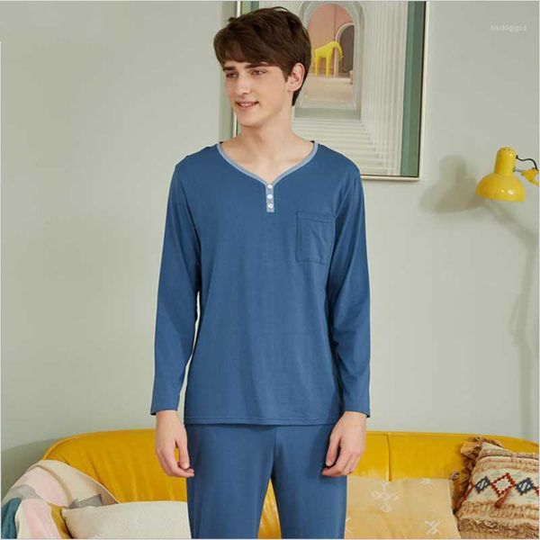2020 spring new homewear men casual pajama sets male mo cotton sleepwear suit male y-shape collar long sleeve t shirt & pants1, Black;brown
2020 spring new homewear men casual pajama sets male mo cotton sleepwear suit male y-shape collar long sleeve t shirt & pants1, Black;brown