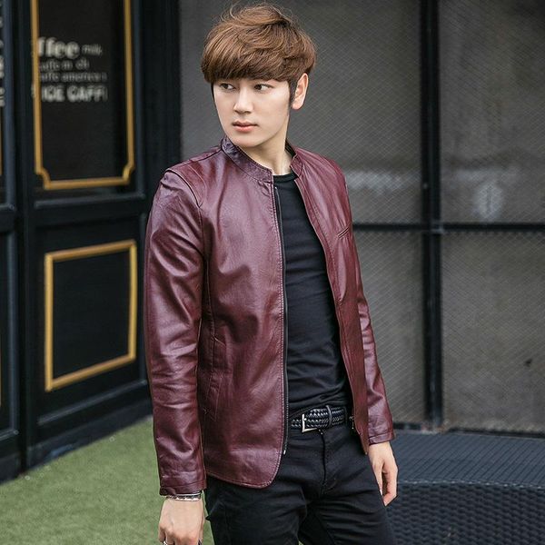 men's spring simple leather clothing with stand collar youth washed motorcycle pu coat kg-529, Black
men's spring simple leather clothing with stand collar youth washed motorcycle pu coat kg-529, Black