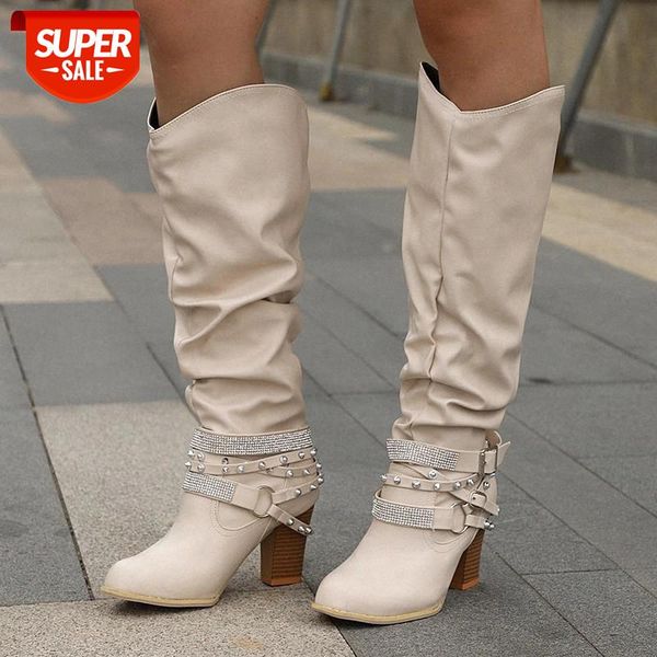 lucyever vintage rivet high heels knee high boots women shiny crystal double buckle western boots woman pu pointed toe botas #124c, Black
lucyever vintage rivet high heels knee high boots women shiny crystal double buckle western boots woman pu pointed toe botas #124c, Black