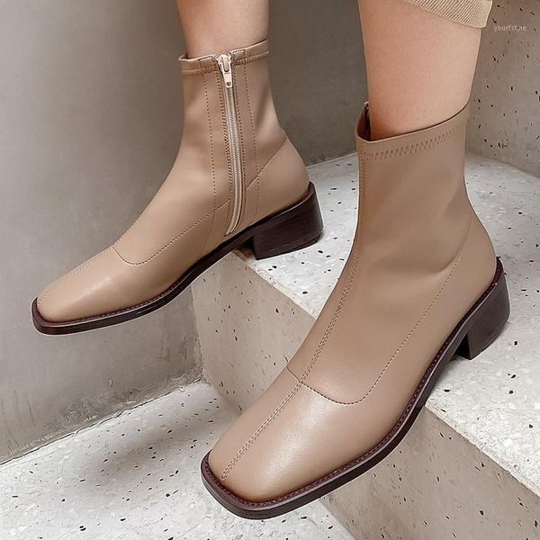 square toe chunky mid heels casual women boots handmade genuine leather women shoes zipper ankle shoes spring autumn all match1, Black
square toe chunky mid heels casual women boots handmade genuine leather women shoes zipper ankle shoes spring autumn all match1, Black