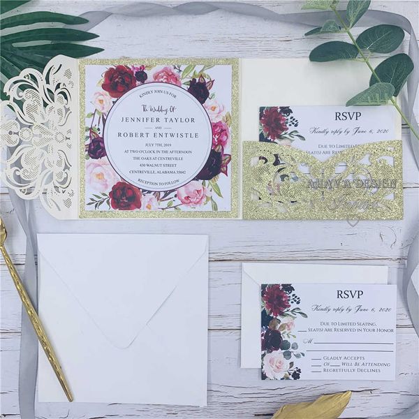 glitter cut tri-fold champagne luxury gold laser pocket wedding invite with customized insert, provide printing and ing
glitter cut tri-fold champagne luxury gold laser pocket wedding invite with customized insert, provide printing and ing