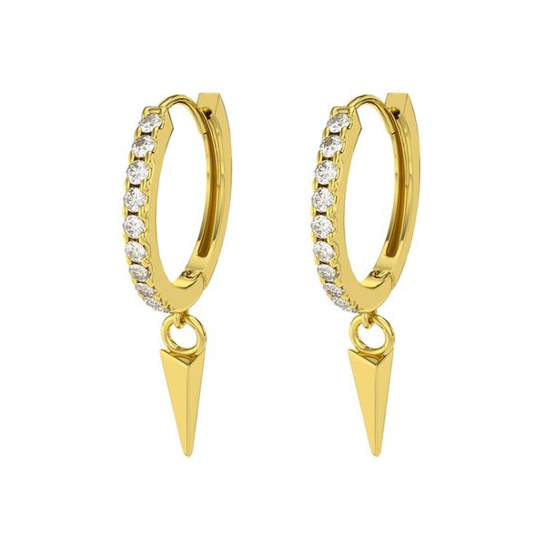 gold plated spike charm revit dangle charm earring cz circle hoop with drop fashion simple jewelry for women lbd, Golden;silver
gold plated spike charm revit dangle charm earring cz circle hoop with drop fashion simple jewelry for women lbd, Golden;silver