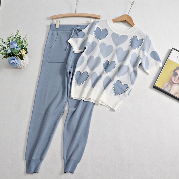 2021 new 2 piece sets tracksuits embroidery heart o neck short sleeve women t shirt + knitted harem pencil pants nv0x, White;black
2021 new 2 piece sets tracksuits embroidery heart o neck short sleeve women t shirt + knitted harem pencil pants nv0x, White;black