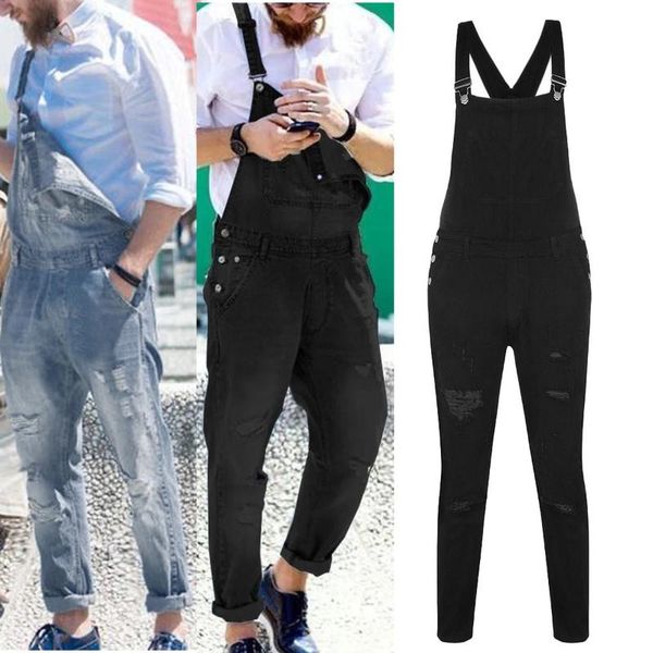 2020 fashion mens pocket jeans overall jumpsuit streetwear classic suspender pants joggers jeans new hole slim trousers, Blue
2020 fashion mens pocket jeans overall jumpsuit streetwear classic suspender pants joggers jeans new hole slim trousers, Blue