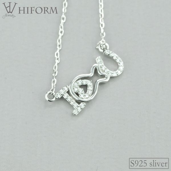 Image of 925 Sterling Silver Love Heart Pendant Necklace For Women With Zircon Rose Color S925 Cute Jewelry Gifts to Friends