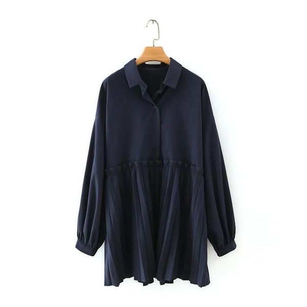 women's blouses & shirts women pressed pleat hem shirt smock femme lantern sleeve blouse casual lady loose blusas s8082, White
women's blouses & shirts women pressed pleat hem shirt smock femme lantern sleeve blouse casual lady loose blusas s8082, White