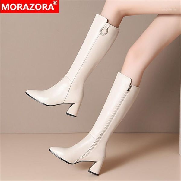 morazora 2021 genuine leather boots thick high heels pointed toe winter boots fashion zip solid color women knee high1, Black
morazora 2021 genuine leather boots thick high heels pointed toe winter boots fashion zip solid color women knee high1, Black
