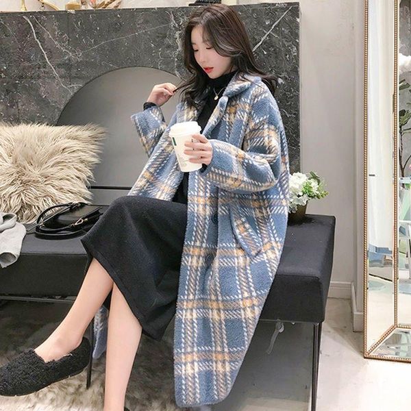 autumn new elegant plaid women woolen coats female long loose warm outwear ladies fashion casual turn-down collar coats, Black
autumn new elegant plaid women woolen coats female long loose warm outwear ladies fashion casual turn-down collar coats, Black