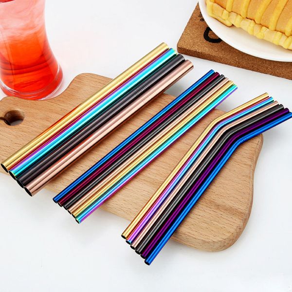new colorful stainless steel reusable straws drinking bar drinks party wine tools accessories straight bent style
new colorful stainless steel reusable straws drinking bar drinks party wine tools accessories straight bent style