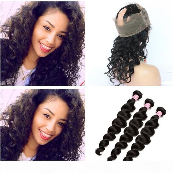 8a peruvian loose wave human hair weave with 360 lace frontal closure 360 full lace closure with 3 bundles loose deep wave hair, Black;brown
8a peruvian loose wave human hair weave with 360 lace frontal closure 360 full lace closure with 3 bundles loose deep wave hair, Black;brown