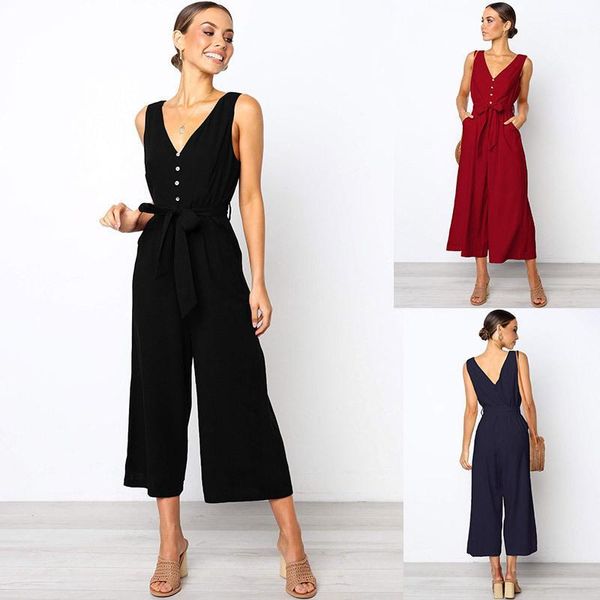 2019 deep v-neck women jumpsuit elegant button spring summer long tank romper playsuit wide leg casual streetwear jumpsuits1, Black;white
2019 deep v-neck women jumpsuit elegant button spring summer long tank romper playsuit wide leg casual streetwear jumpsuits1, Black;white