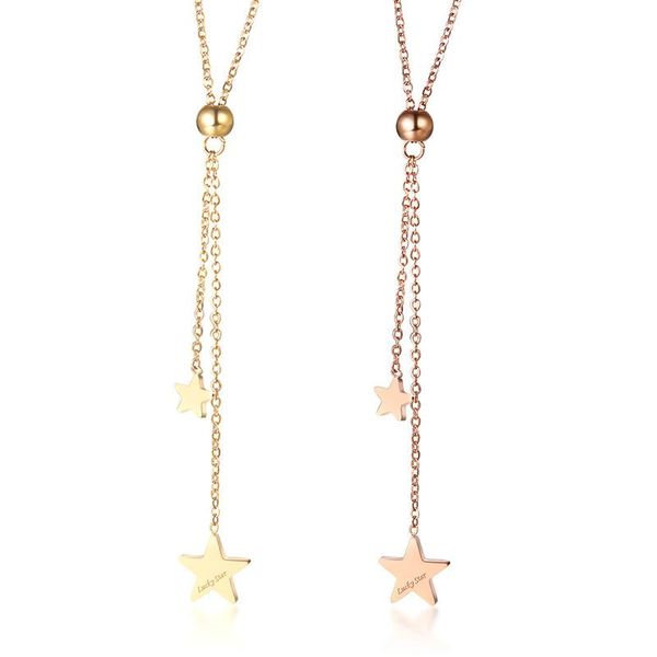 stainless steel love luck double star pendant necklaces rose gold color clavicle chain necklace for women men charm gifts, Silver
stainless steel love luck double star pendant necklaces rose gold color clavicle chain necklace for women men charm gifts, Silver