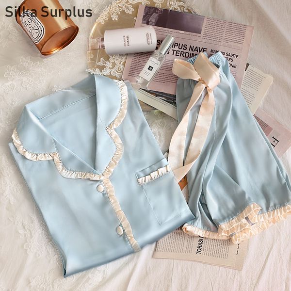 silka surplus summer 2019 fashion women pajamas turn-down collar sleepwear silk pyjamas 2 two piece set shirt+shorts home cloth y200708, Black;red
silka surplus summer 2019 fashion women pajamas turn-down collar sleepwear silk pyjamas 2 two piece set shirt+shorts home cloth y200708, Black;red