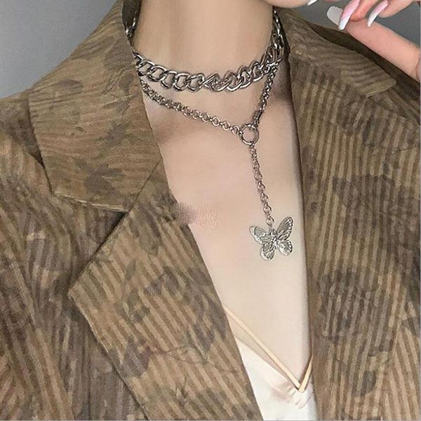punk hip hop vintage double layer chain butterfly choker necklace women jewelry, Silver
punk hip hop vintage double layer chain butterfly choker necklace women jewelry, Silver