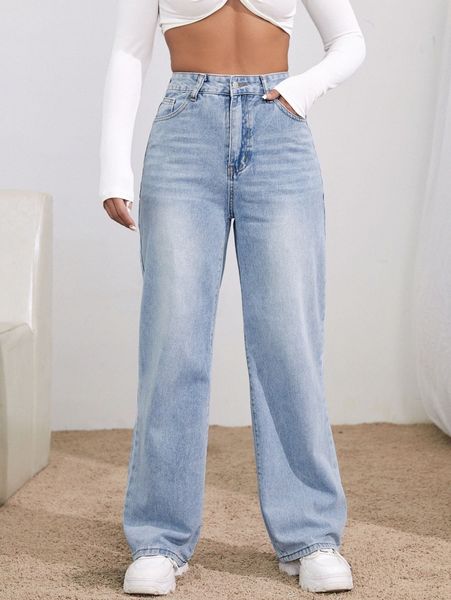 high waist wide leg jeans f209#, Blue