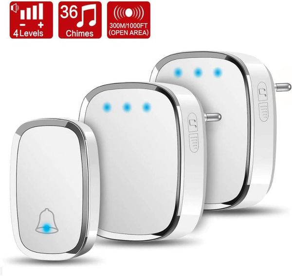 wireless doorbell, waterproof door bell, wall plug-in cordless chime, 300m/1000ft range, 36 melodies to choose, 4 level volume
wireless doorbell, waterproof door bell, wall plug-in cordless chime, 300m/1000ft range, 36 melodies to choose, 4 level volume
