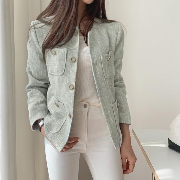 elegant o-neck women solid tweed jacket women autumn winter long sleeve single-breasted pockets female short coat 2021, Black;brown
elegant o-neck women solid tweed jacket women autumn winter long sleeve single-breasted pockets female short coat 2021, Black;brown