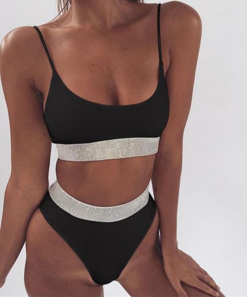 2020 new womens bathing suit high waist bikinis sequins patchwork black white swimwear women bikini set, White;black
2020 new womens bathing suit high waist bikinis sequins patchwork black white swimwear women bikini set, White;black
