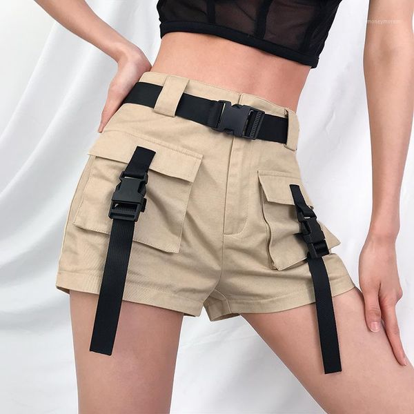 women's shorts high waist women street fashion bag buckle hip hop tooling spring and summer casual women1, White;black
women's shorts high waist women street fashion bag buckle hip hop tooling spring and summer casual women1, White;black