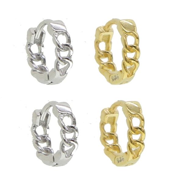 925 sterling silver mini small huggie hoop earring no stone cuban link chain shaped silver hoops, Golden;silver
925 sterling silver mini small huggie hoop earring no stone cuban link chain shaped silver hoops, Golden;silver