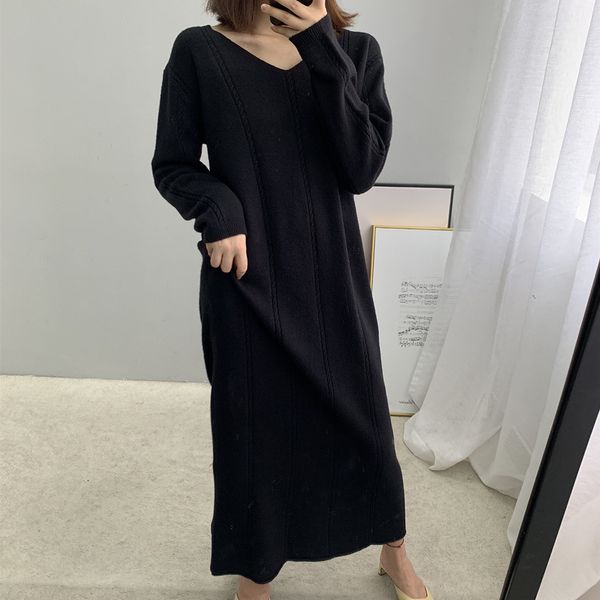 2021 new knitted autumn loose style v-neck sleeve pullovers long women sweater pull femme lk1k, Black;gray
2021 new knitted autumn loose style v-neck sleeve pullovers long women sweater pull femme lk1k, Black;gray