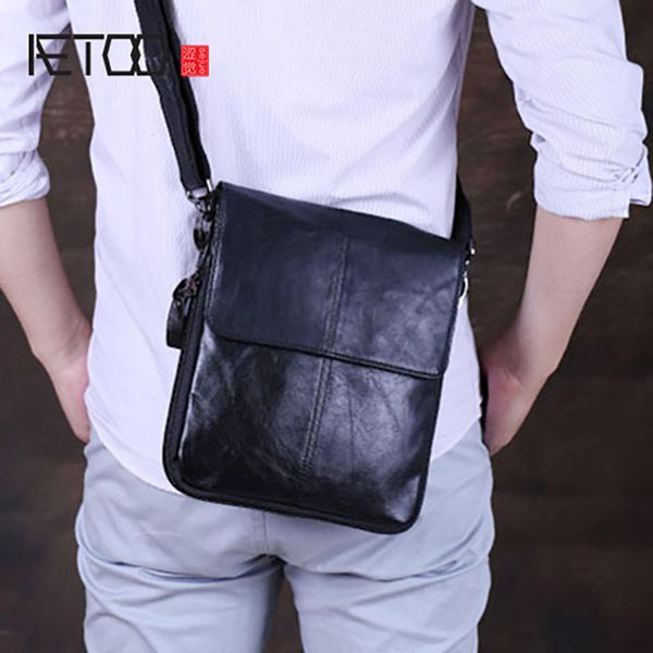 hbp aetoo mad horse leather men's bag, head leather slant bag