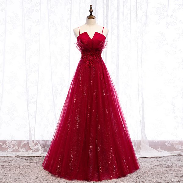 spaghetti evening dresses shining sequins tulle fabric long prom dress lace-up back applique decoration, Black;red
spaghetti evening dresses shining sequins tulle fabric long prom dress lace-up back applique decoration, Black;red