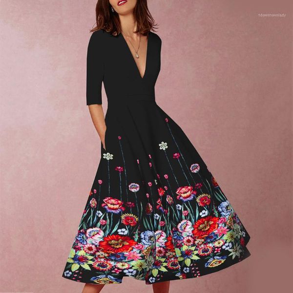 casual dresses vintage dress women half sleeve v neck print evening party spring summer elegant maxi robe femme plus size vestido1, Black;gray
casual dresses vintage dress women half sleeve v neck print evening party spring summer elegant maxi robe femme plus size vestido1, Black;gray
