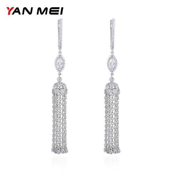 yan mei trendy cubic zirconia long tassel dangle earrings women party jewelry, Silver
yan mei trendy cubic zirconia long tassel dangle earrings women party jewelry, Silver
