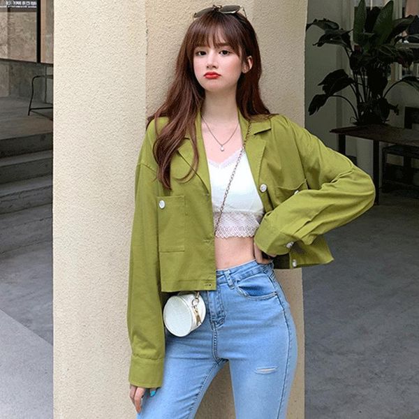 short-height suit jacket nv qiu zhuang korean-style loose slimming short hong kong flavor trend jacket versatile thin, Black;brown
short-height suit jacket nv qiu zhuang korean-style loose slimming short hong kong flavor trend jacket versatile thin, Black;brown