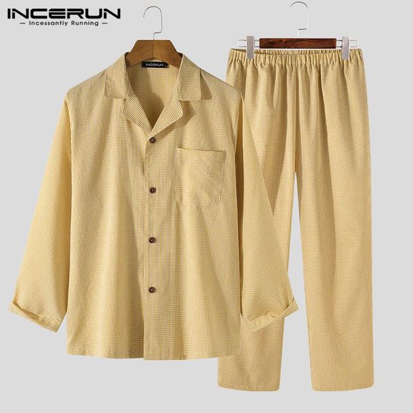 2021 men plaid pajamas sets lapel long sleeve sleepwear long pants homewear cozy leisure men's nightwear suit 2 pieces incerun, Black;brown
2021 men plaid pajamas sets lapel long sleeve sleepwear long pants homewear cozy leisure men's nightwear suit 2 pieces incerun, Black;brown