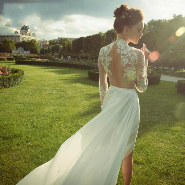 2021 new style high oollar lace dressed as novice mari e chiffon slit robe wedding gowns 3c5e, Blue;red
2021 new style high oollar lace dressed as novice mari e chiffon slit robe wedding gowns 3c5e, Blue;red